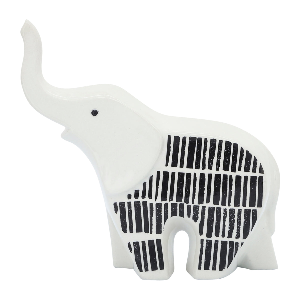 Kephart Black/White Ceramic Elephant Trunk Up