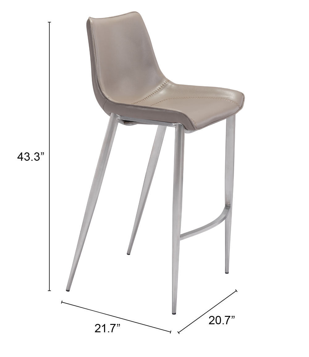 Magnus Brown & Silver Barstool (Set of 2)