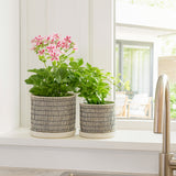 Gridley Beige Ceramic Planters with Saucer (Set of 2) - 14807-03
