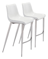Magnus White & Silver Barstool (Set of 2)