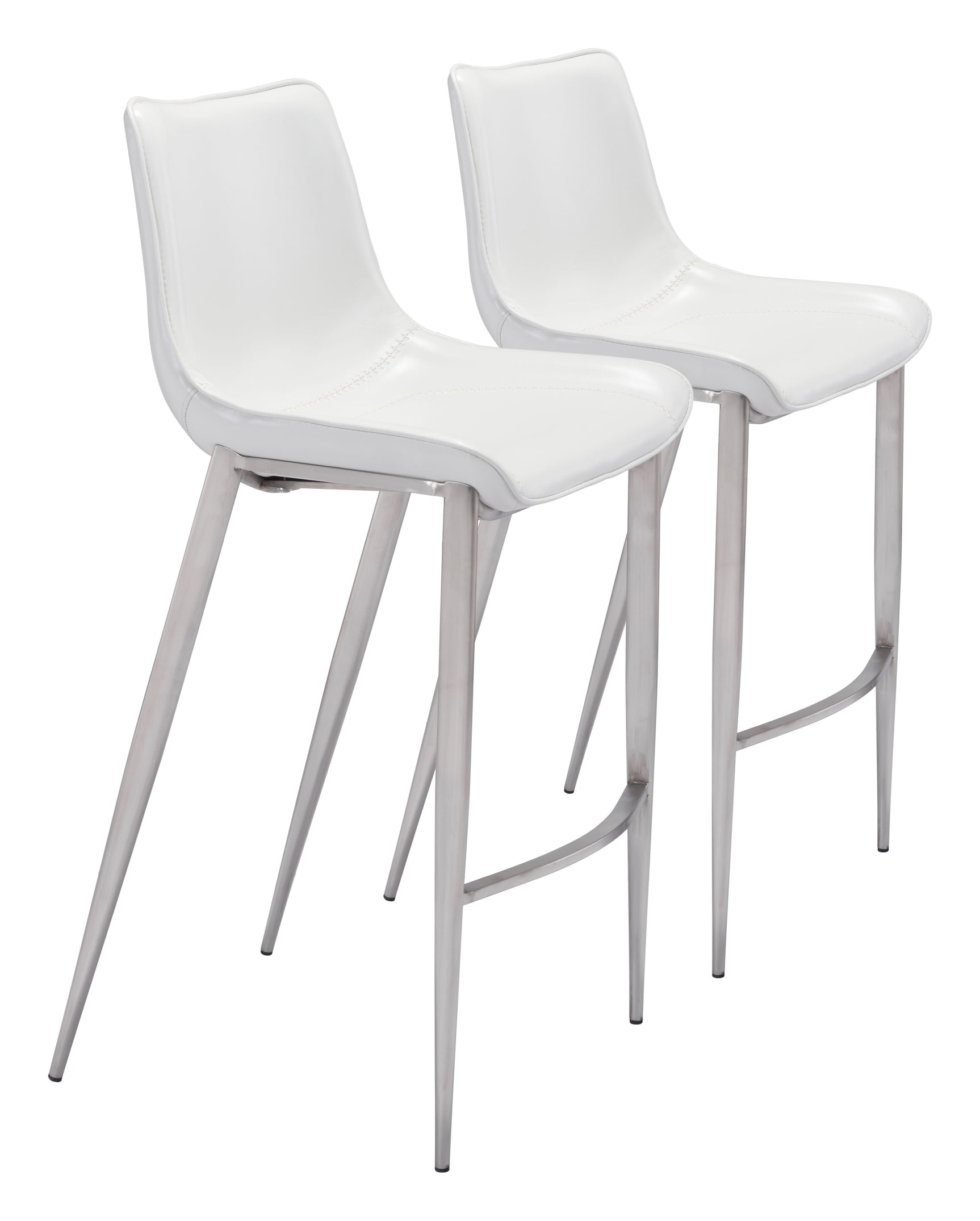 Magnus White & Silver Barstool (Set of 2)