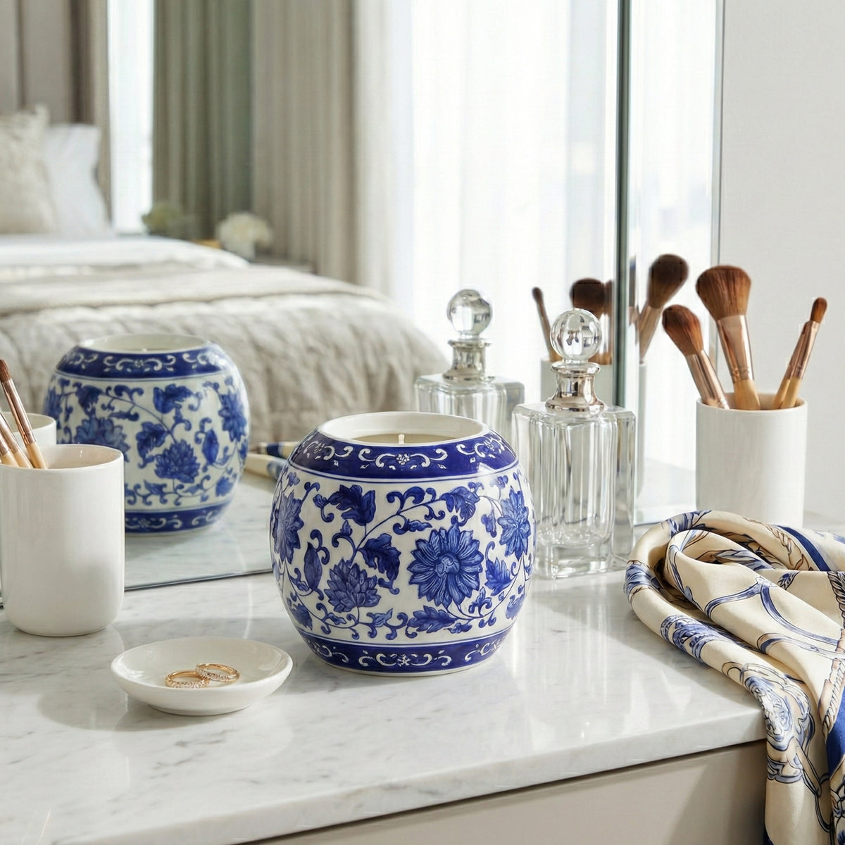 Rockland Blue/White Neroli and Basil Chinoiserie Candle