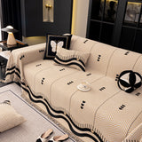 Chenille Sofa Throw Cover, Textured Chevron Decorative Couch Blanket for Living Room