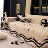 Chenille Sofa Throw Cover, Textured Chevron Decorative Couch Blanket for Living Room