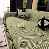 Chenille Sofa Throw Cover, Textured Chevron Decorative Couch Blanket for Living Room