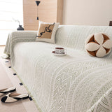 Decorative Slipcover for Pets, Kids, Boho Woven Couch Cover Throw Blanket with Tassel