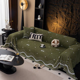 Luxurious Jacquard Couch Cover, Snag-Resistant Pet Friendly Couch Throw with Fringe