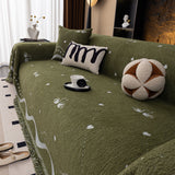 Luxurious Jacquard Couch Cover, Snag-Resistant Pet Friendly Couch Throw with Fringe