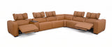 Rally Pro Caramel 7-Piece L-Shaped Dual Power Reclining Sectional with Console & Immersive Sound System