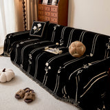 Chenille Jacquard Sofa Throw Cover with Tassel Soft Thick Couch Protector Blanket