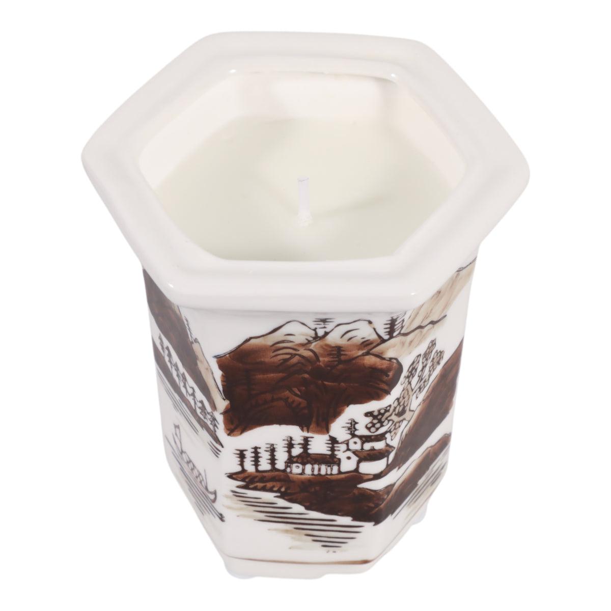 Nickrun Brown/White Sage and Eucalyptus Chinoiserie Candle