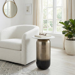 Alondra Park White/Gold Marble and Metal Side Table