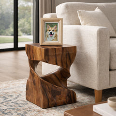 Caltonrun Natural Wood Twisted Accent Table