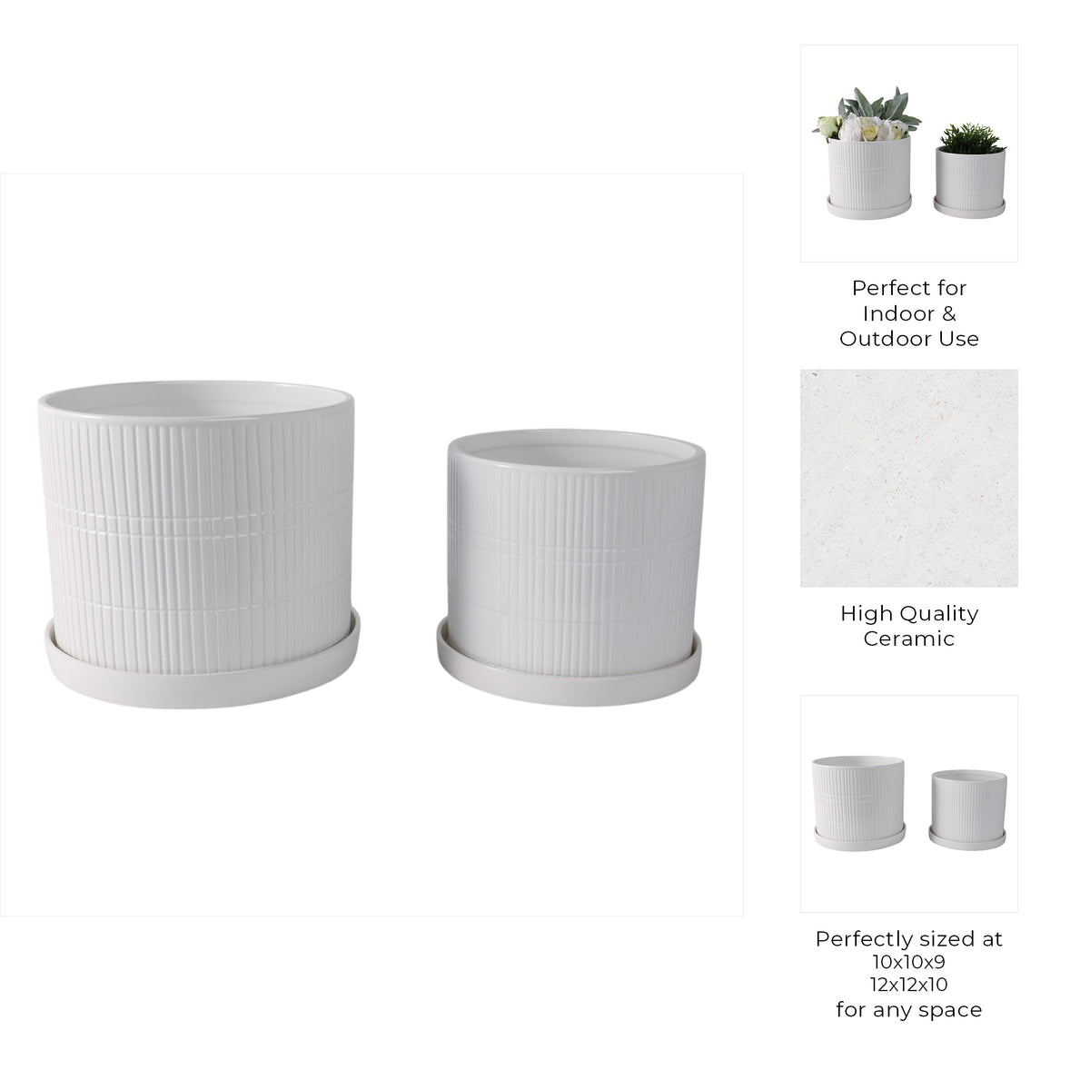 Grahammill White Planters (Set of 2)