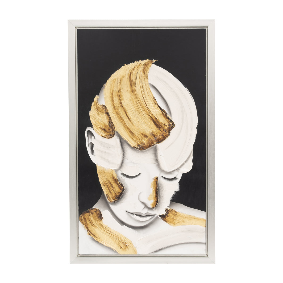 Copperopolis White/Gold Hand Painted Deep Thought Wall Art - 70298-01