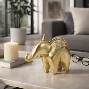Bonilla Gold Metal Trunk Up Elephant