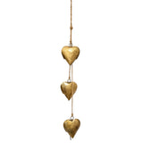 Pierce Gold Metal 3 Heart Bell Windchime
