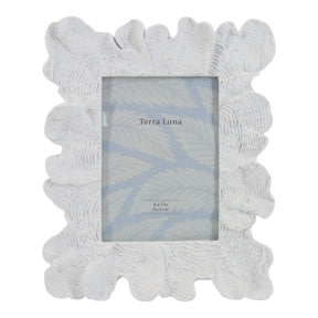 Trinidad White Large Resin Photo Frame with Coral Wave
