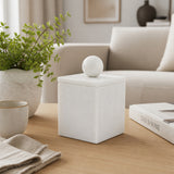 Hollystone White Marble Box with Ball Knob