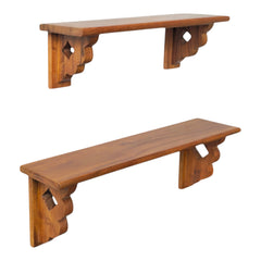 Elora Brown Scalloped Wall Shelves (Set of 2)