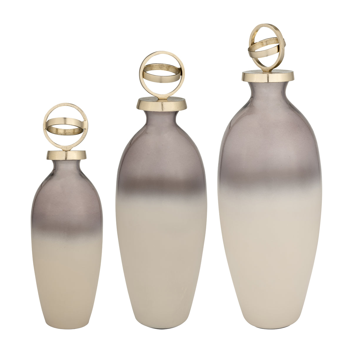 McAvoy White/Gold Small Glass Bottle with Sphere Lid