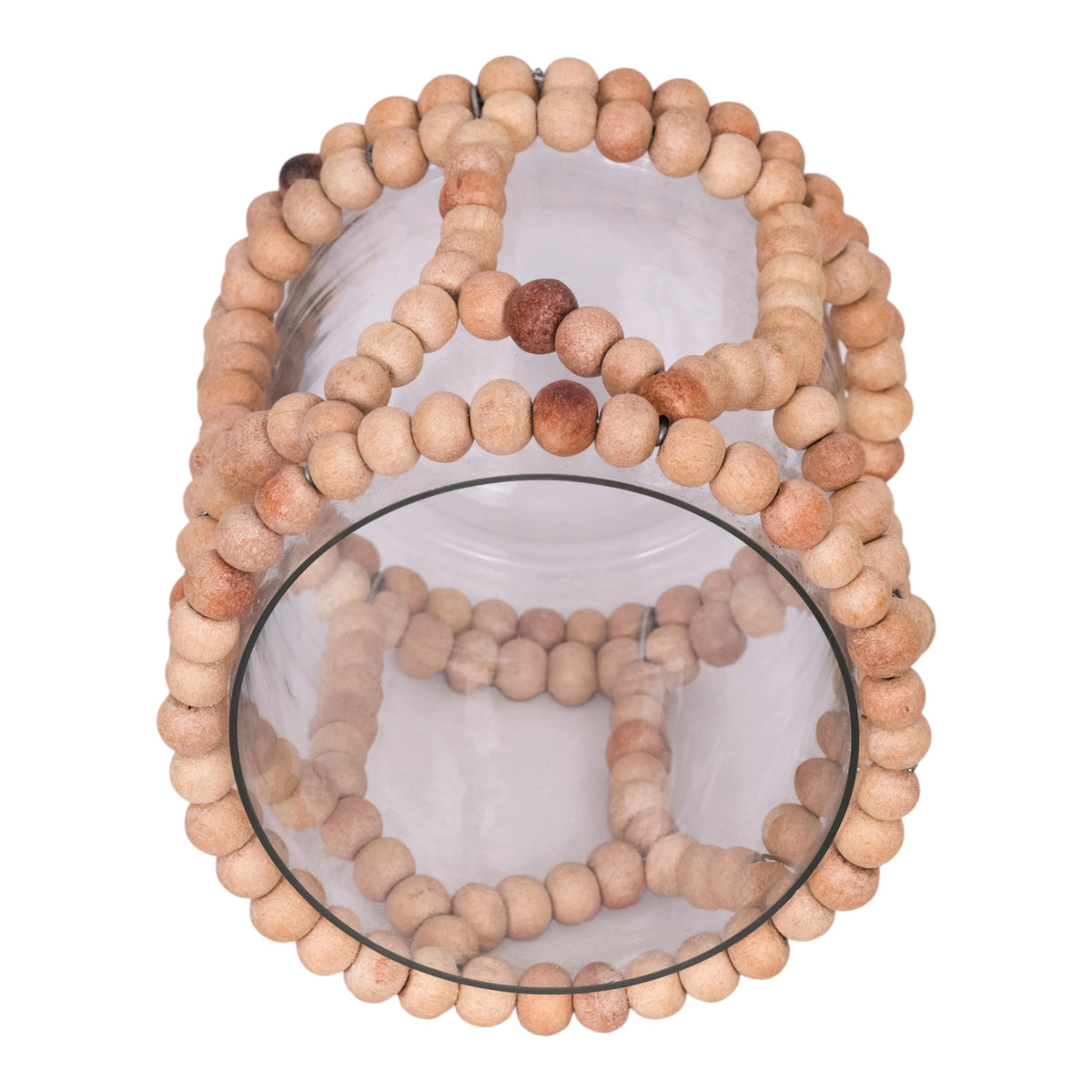 Oak Run Natural/Clear Large Wood Beaded Hurricane