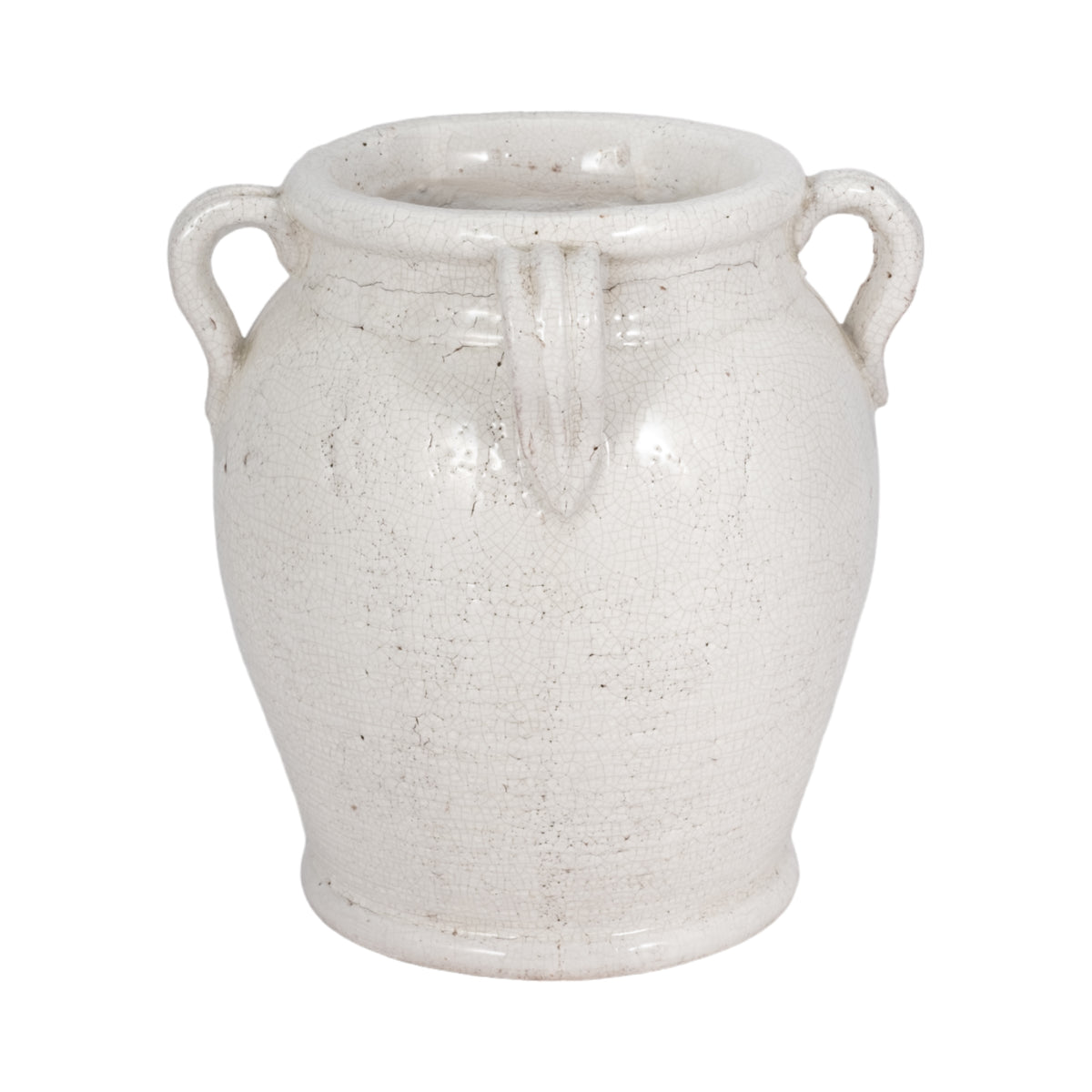 Cohenway White Large Crackle Vase with Handles
