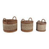 Valona Natural Banana Leaf and Seagrass Baskets (Set of 3)