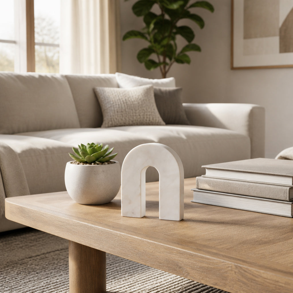 Hillcrest White Small Marble Horseshoe Tabletop Decor