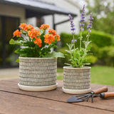 Gridley Beige Ceramic Planters with Saucer (Set of 2) - 14807-03