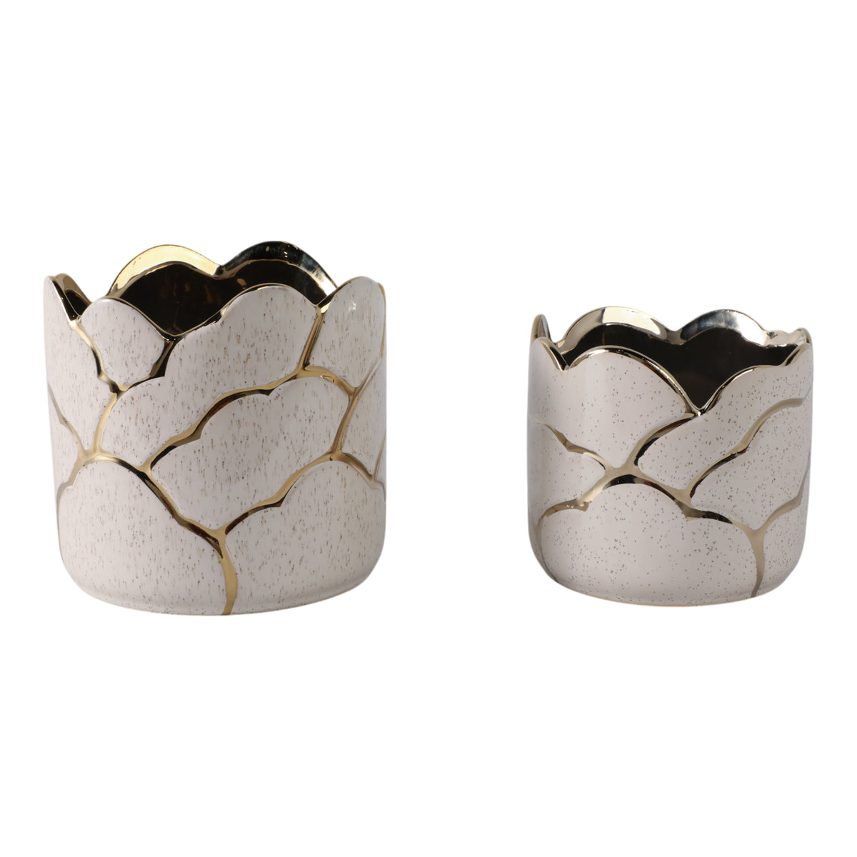 Brightonrose Ivory/Gold Clouds Planters (Set of 2)