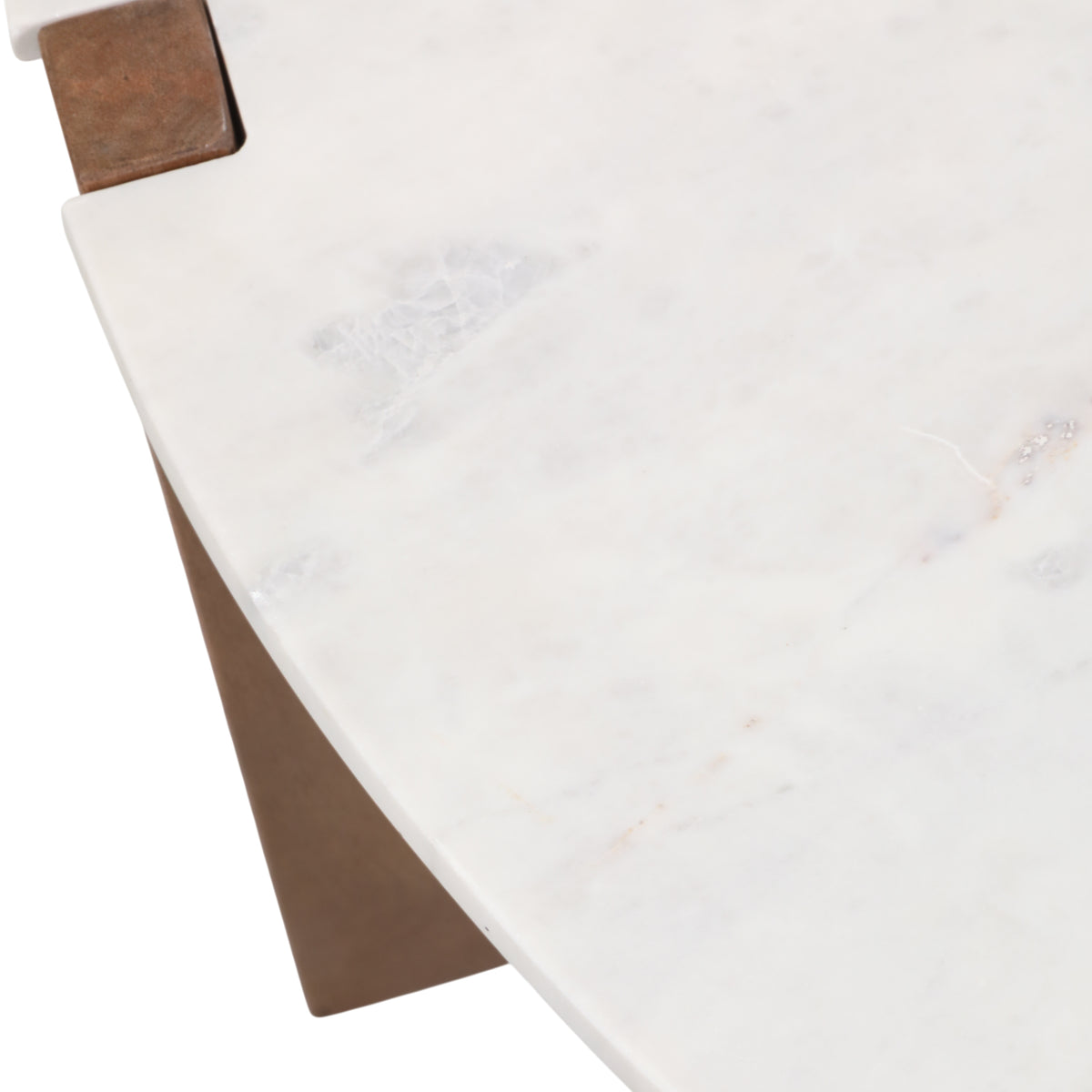 Keystone White/Brown Modern Coffee Table with Marble Top