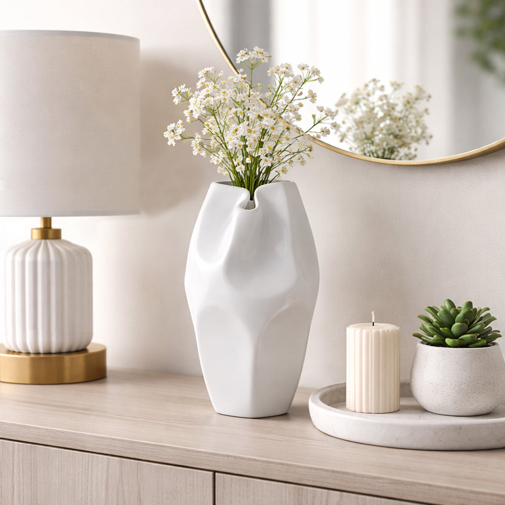 Sanitarium White Ceramic Abstract Vase