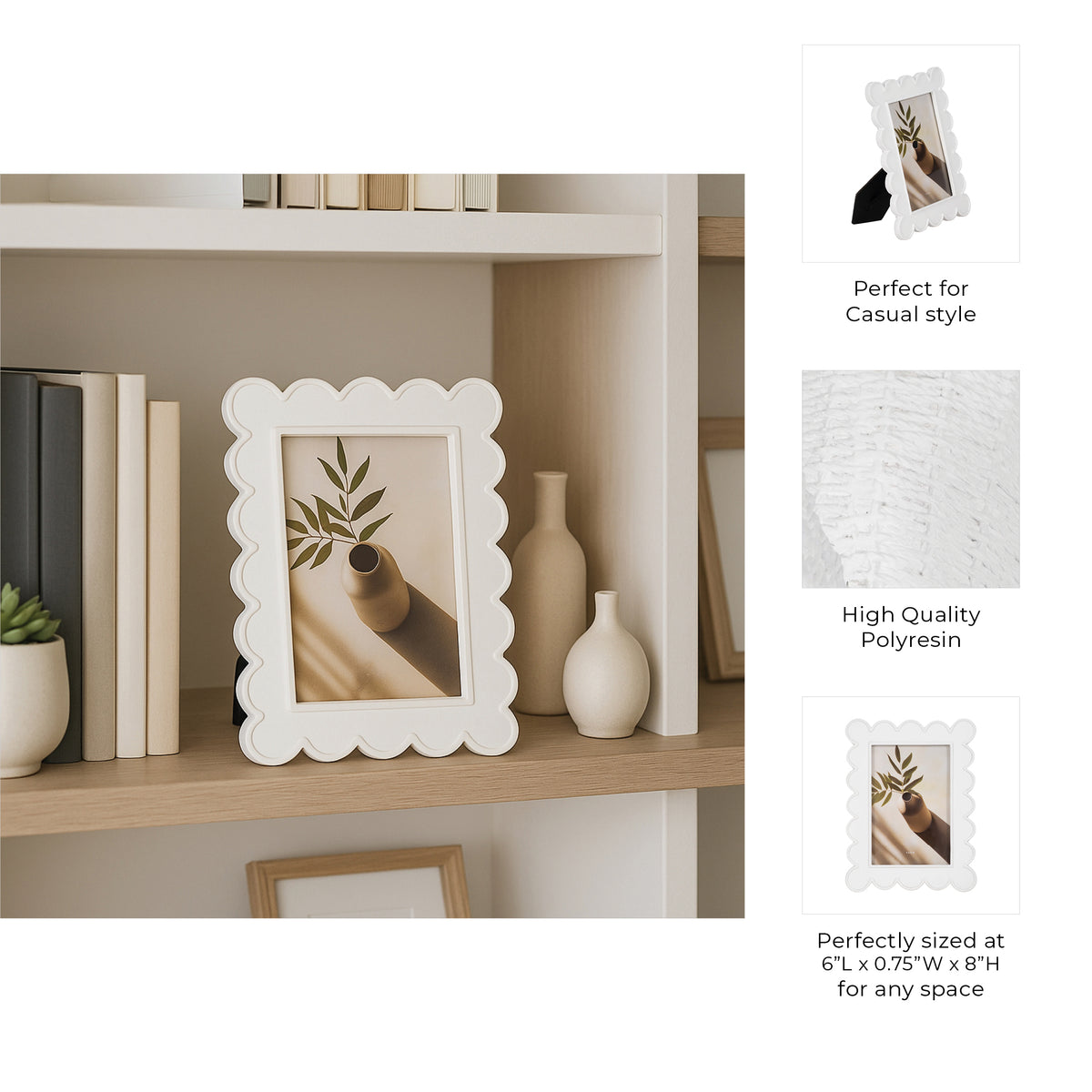 Duarte White 4x6 Scallop Edge Photo Frame - 20419-01EC