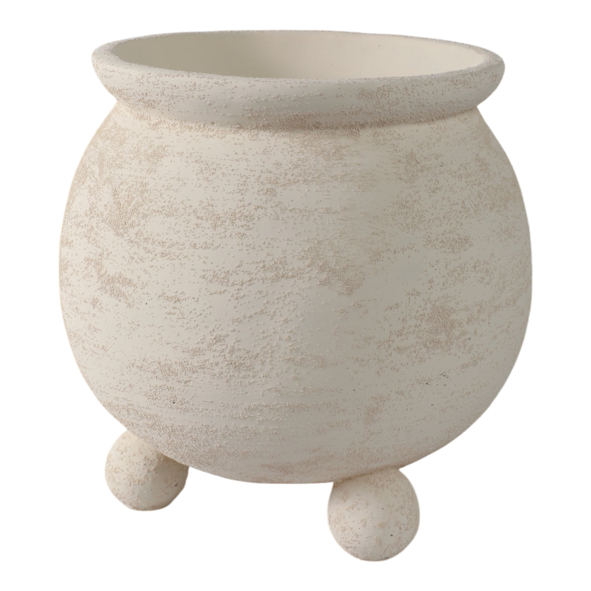 Wrightwood Ivory Textured Rounded Planter on Ball Feet