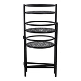 West Park Black Folding 3-Tier Mandala Plant Stand