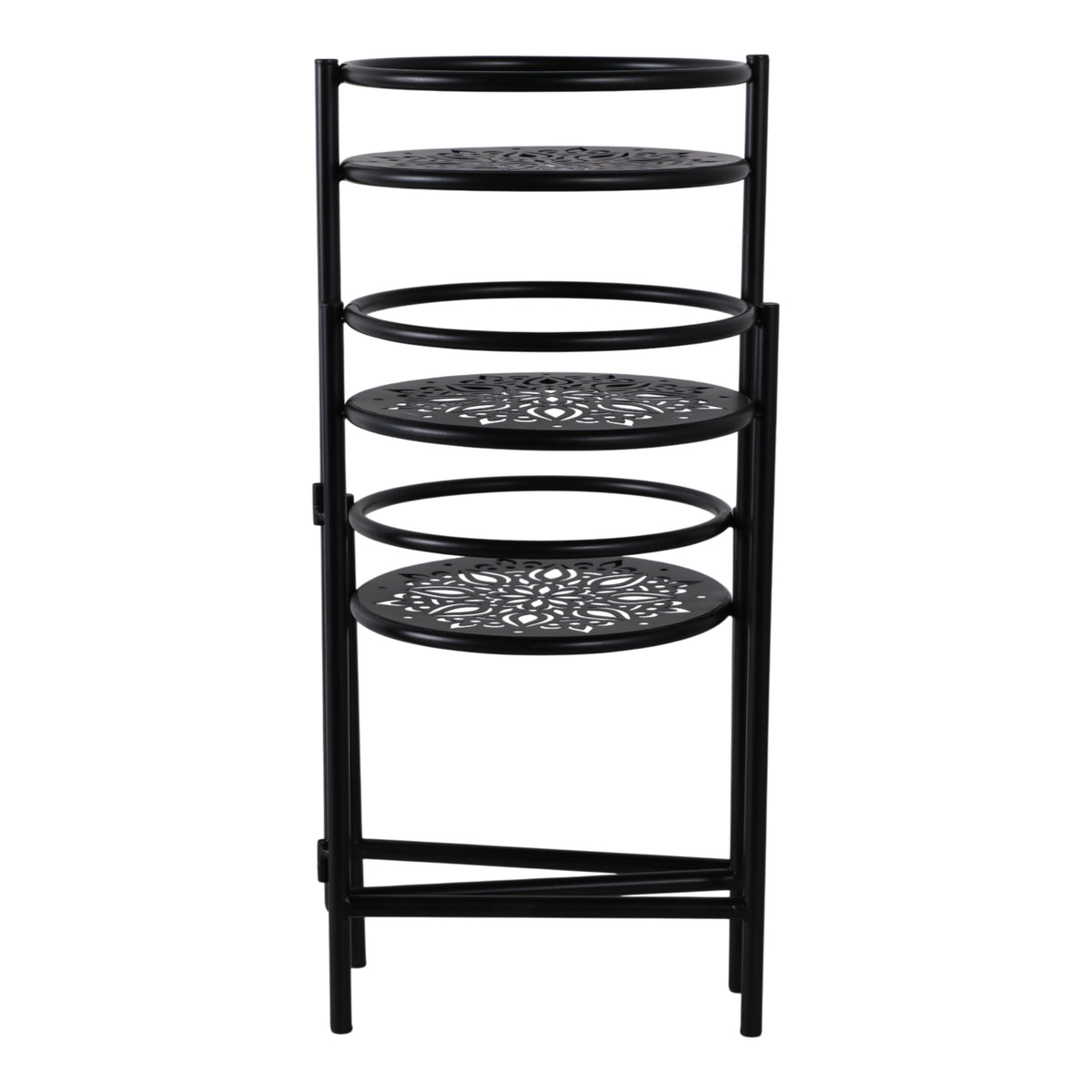 West Park Black Folding 3-Tier Mandala Plant Stand