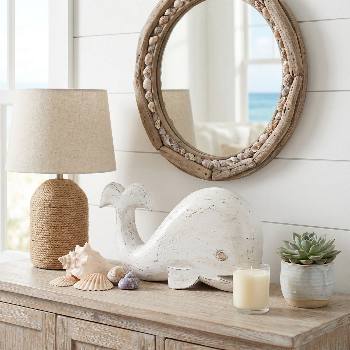 Jordanfield White Alibizia Wood Whale