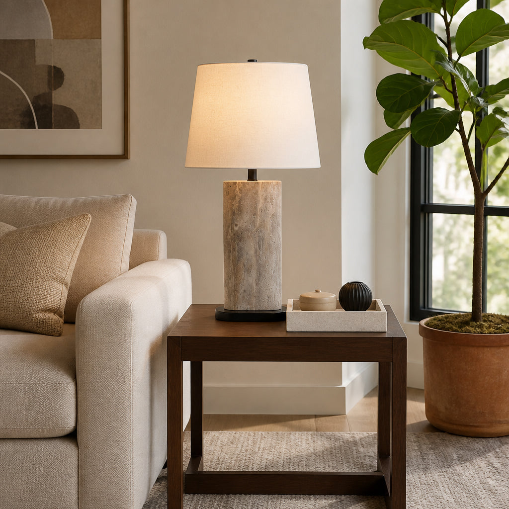 Oleum Gray/White Marble Table Lamp