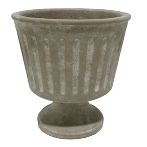Biola Gray Ribbed Pedestal Planter