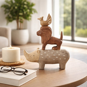 Crosbymill Tan/Ivory/Brown Animal Pyramid Decor