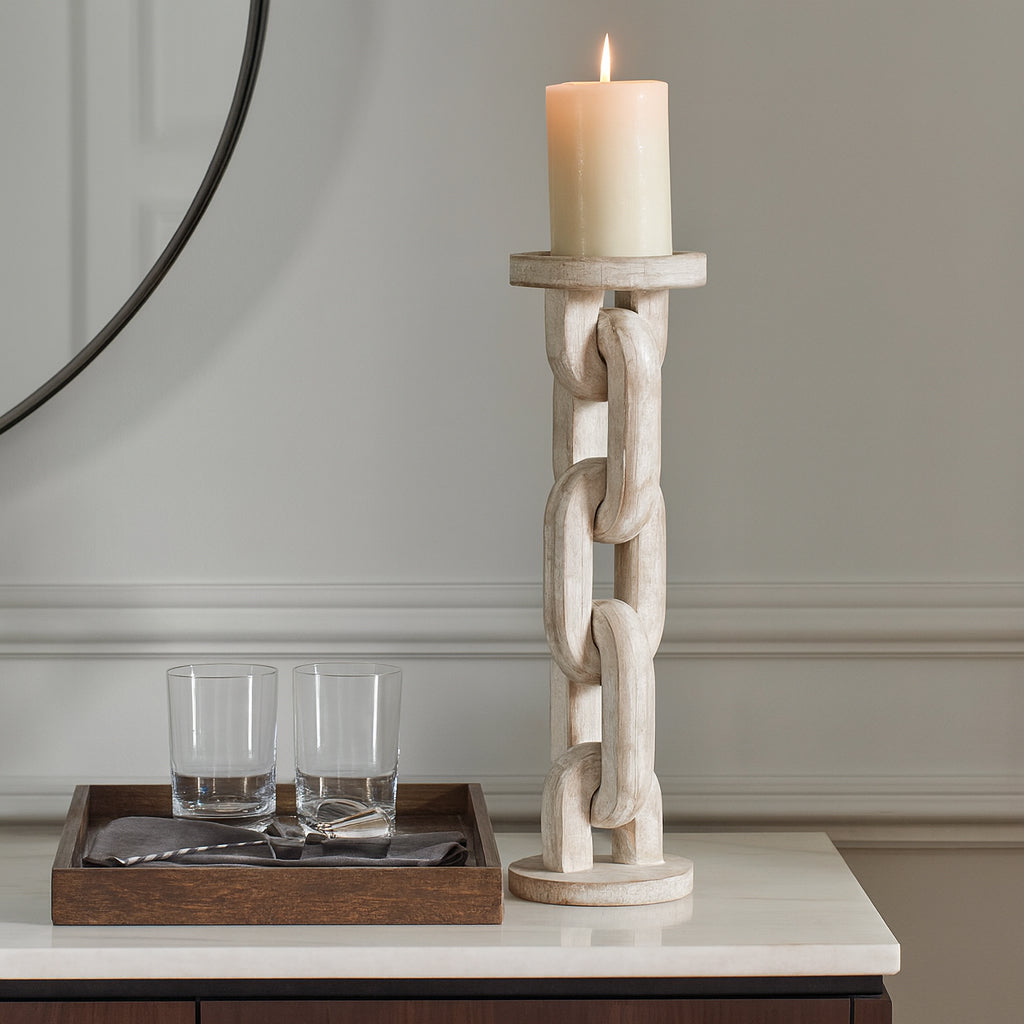 Carverburn White Candle Holder