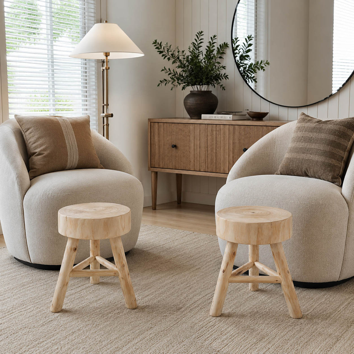 Marcwell Ivory/Tan Stool