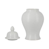 Clydecross White Ceramic Ribbed Temple Jar