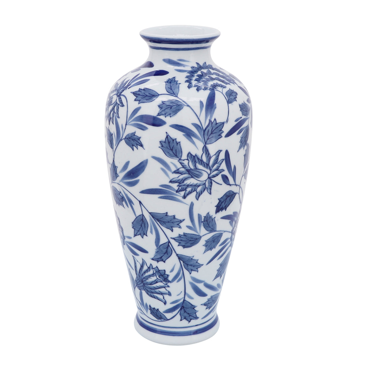 Ortonville Blue/White Ceramic Chinoiserie Vase