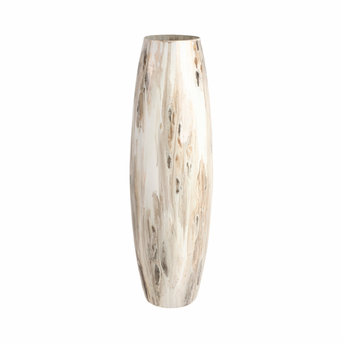 Snelling Multicolor Neutral Drip Finish Curved Glass Vase