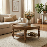 Sandia Brown Traditional Coffee Table with Shelf