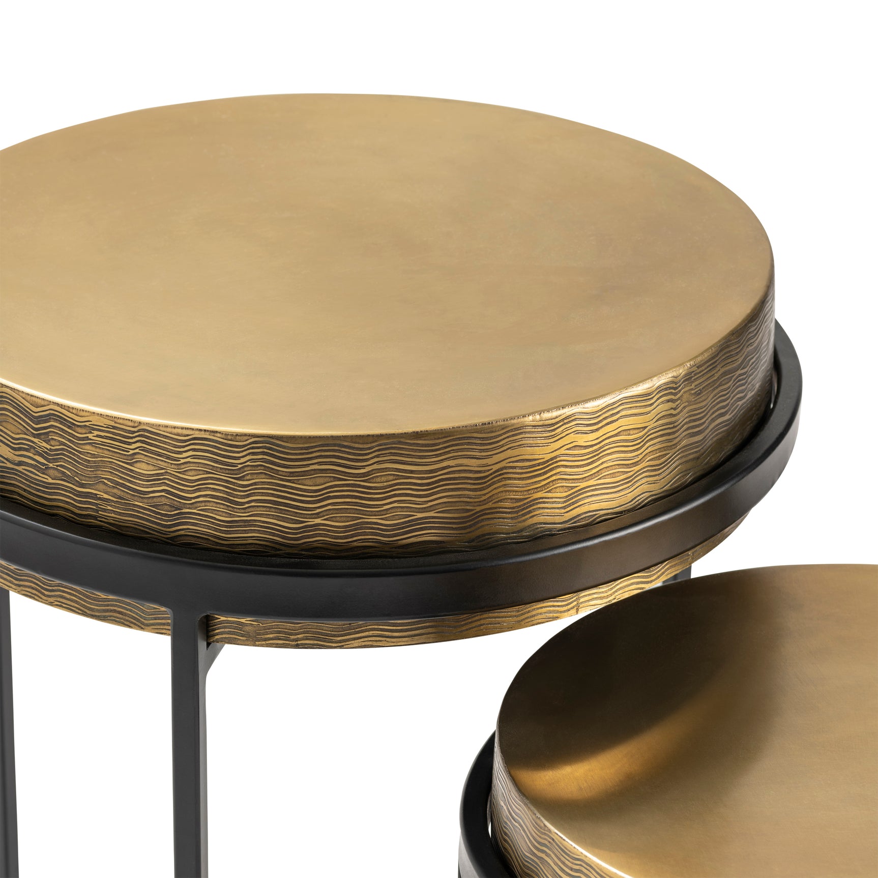 Hudson Gold/Black Textured Brass Nesting Tables