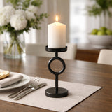 Dolley Black Metal Ring Candle Holder