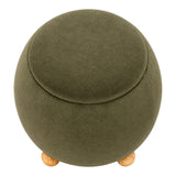 Roble Green Round Storage Ottoman with Ball Feet